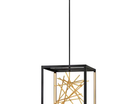 Quintiesse Styx LED Pendant Chandelier Black with Gilded Gold Online Sale