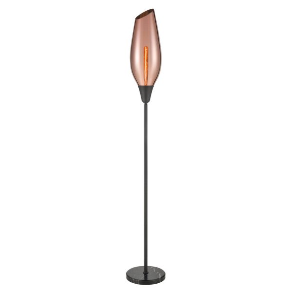 Franklite Taper Floor Lamp Black with Copper Glass Supply