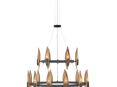 Quintiesse Willow 18 lt Chandelier, Carbon Black with Deluxe Gold Finish Hot on Sale