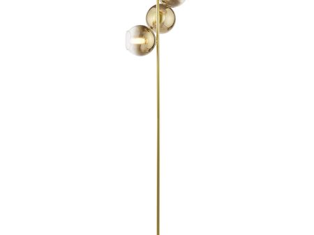 Dar Lycia 3 Light Floor Lamp Satin Gold and Gold Ombre Glass Fashion