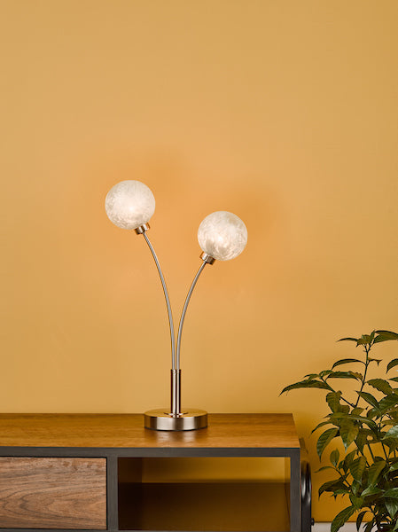 Dar Avari Table Lamp Satin Nickel & Frosted Glass Online now