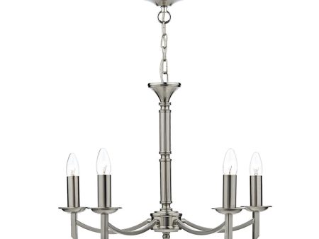 Dar Ambassador 5 Light Chandelier Satin Chrome Online now