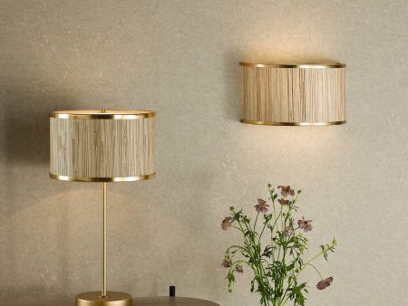 Dar Fenella Wall Light Gold Leaf and Seagrass Fashion