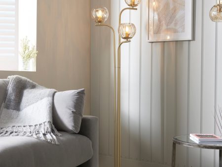 Endon Dimple Floor Lamp Satin Brass Online