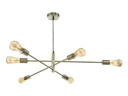 Dar Alana Pendant Chandelier 6 Light Antique Brass Supply