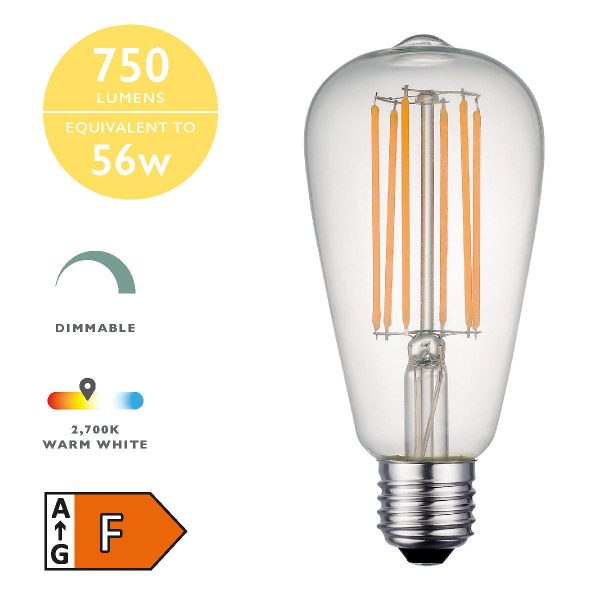 Dar LED Light Bulb E27 8w Elongated Dimmable Fashion