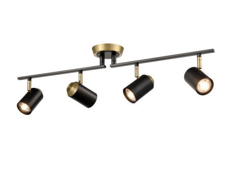 Franklite Hollywood 4 Bar Spotlight Black and Brass Online Sale