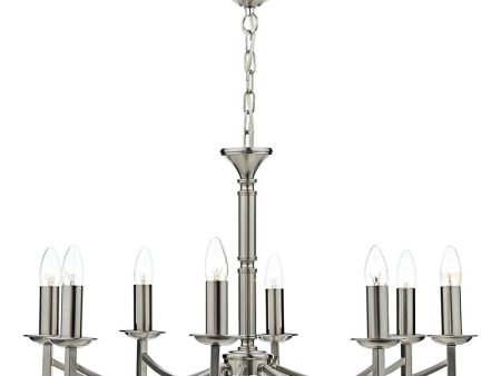 Dar Ambassador 8 Light Chandelier Satin Chrome For Discount