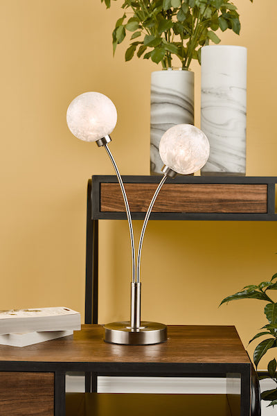 Dar Avari Table Lamp Satin Nickel & Frosted Glass Online now