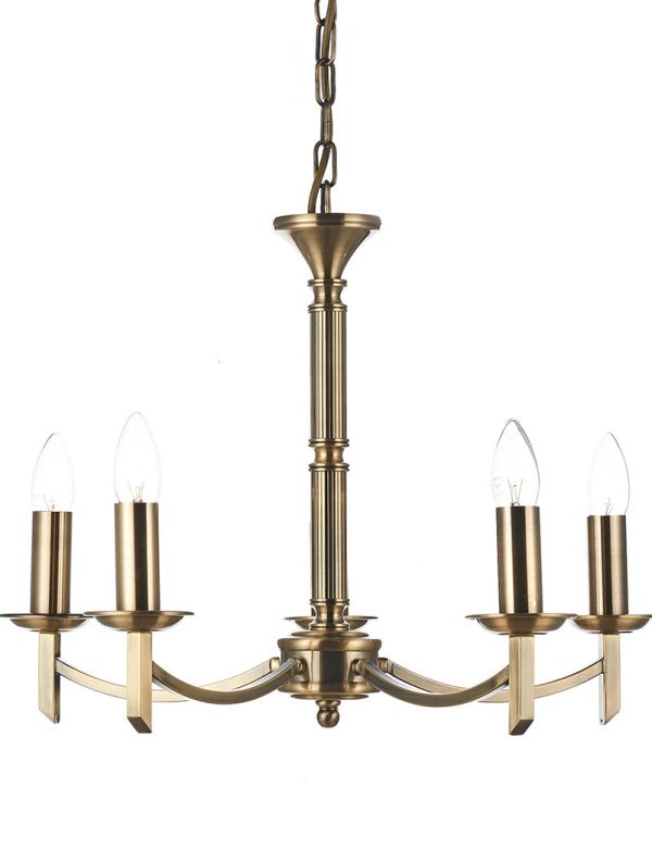 Dar Ambassador 5 Light Chandelier Antique Brass Online Hot Sale