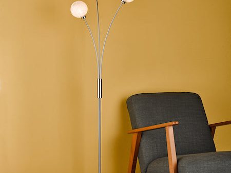 Dar Avari Floor Lamp Satin Nickel & Frosted Glass For Discount