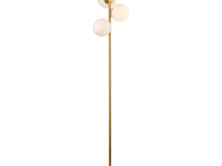 Dar Bombazine 3 Light Floor Lamp Natural Brass Opal Glass Sale