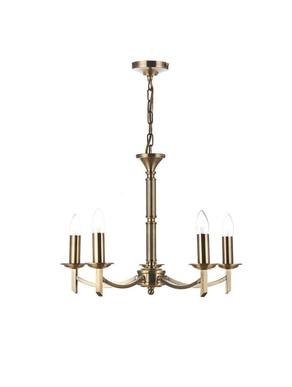 Dar Ambassador 5 Light Chandelier Antique Brass Online Hot Sale