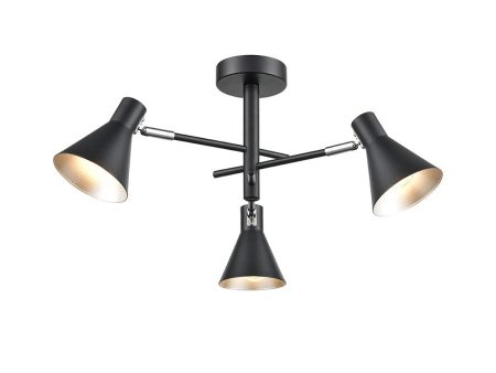 Franklite Skoop 3 Light Adjustable Spotlight Black and Silver Fashion