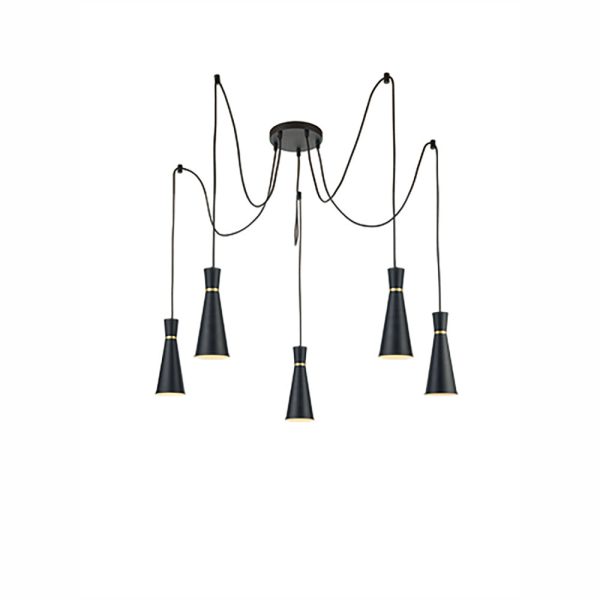 Franklite Happy 5 Light Cluster Pendant Satin Black For Cheap