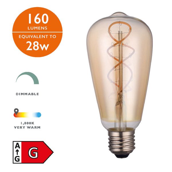 Dar LED Light Bulb E27 4w Elongated Vintage Rustic Dimmable Cheap