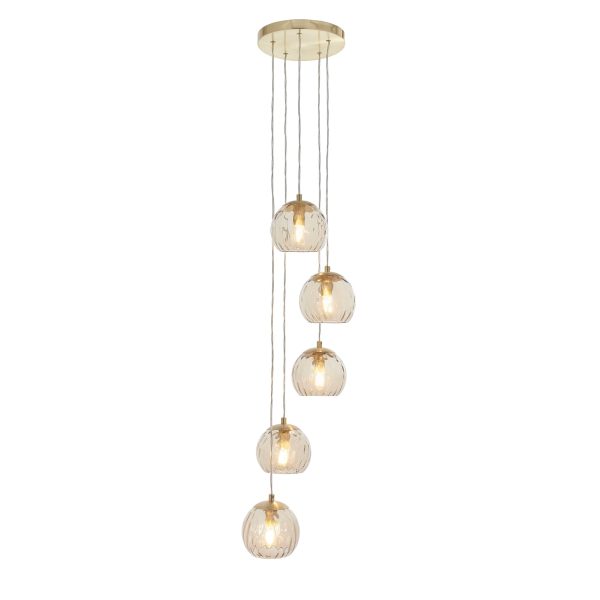 Endon Dimple 5lt Cluster Pendant Satin Brass Discount