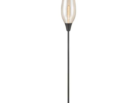 Franklite Taper Floor Lamp Black with Amber Glass Discount