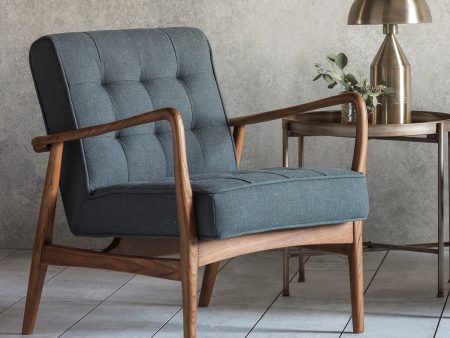 Amos Humber Armchair Dark Grey Linen Sale