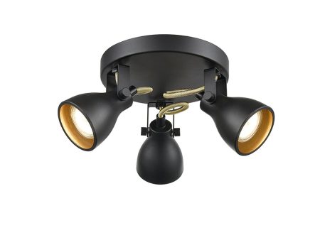 Franklite Taza Round Ceiling Spotlight Black and Gold Fashion