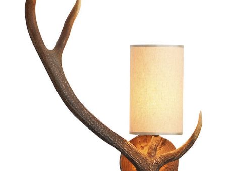 David Hunt Antler Rustic Left Hand Wall Light, Complete with Shade Supply