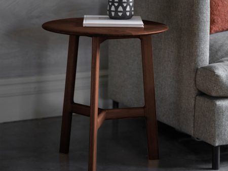 Amos Madrid Round Side Table Walnut For Cheap