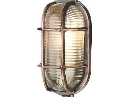 David Hunt Admiral Small Oval Bulkhead Antique Copper Wall Light IP64 Online