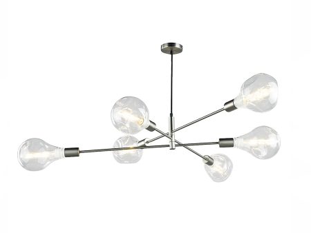 Dar Alana 6 Light Satin Chrome Pendant For Discount