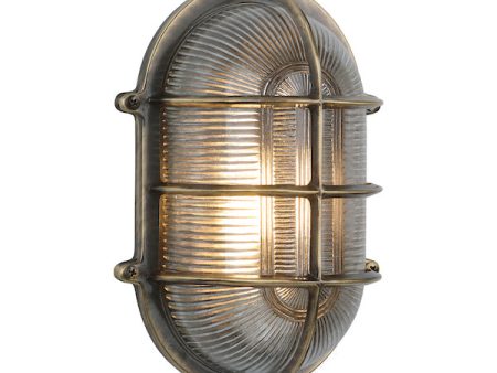 David Hunt Admiral Large Oval Bulkhead Antique Brass IP64 Online Hot Sale