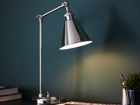 Amos Maine Table Lamp Polished Nickel For Sale