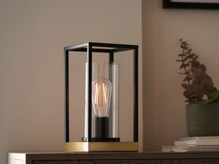 Amos Epoch Table Lamp Sand Black and Satin Brass Online now