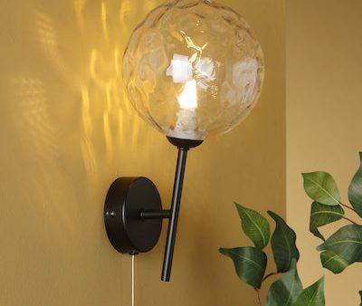 Dar Cohen Wall Light Matt Black & Clear Glass Cheap