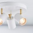 Endon Gull 3 Arm Spotlight Matt White & Satin Brass Fashion