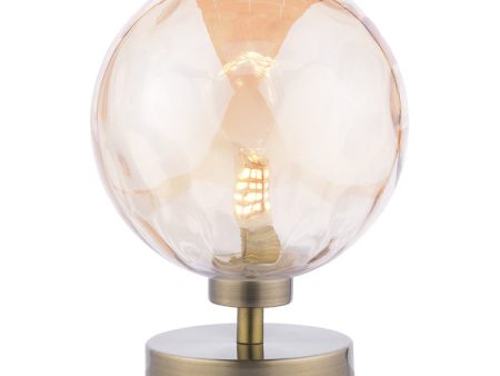 Dar Esben Touch Table Lamp Antique Brass with Champagne Glass Discount