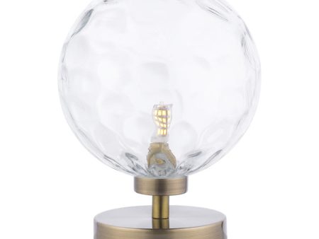 Dar Esben Touch Table Lamp Antique Brass with Clear Dimpled Glass For Sale