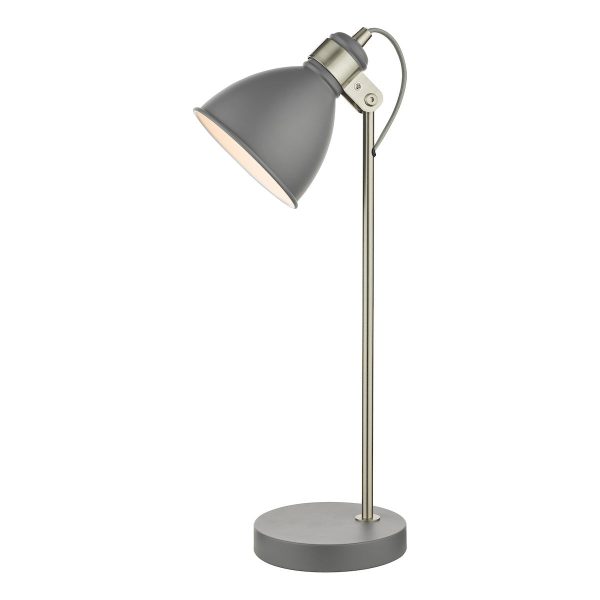 Dar Frederick Task Table Lamp Dark Grey Satin Chrome For Cheap