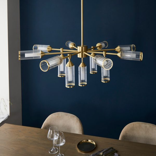 Amos Duchy 13 Light Chandelier Satin Brass on Sale