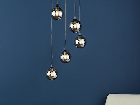 Dar Federico 5 Light Cluster Pendant Black Smoked Glass Sale