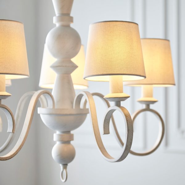 Amos Cotswolds Chandelier Distressed White with Shades Online Sale