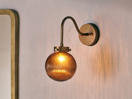 Nkuku Konnie Bathroom Wall Light Amber Glass on Sale