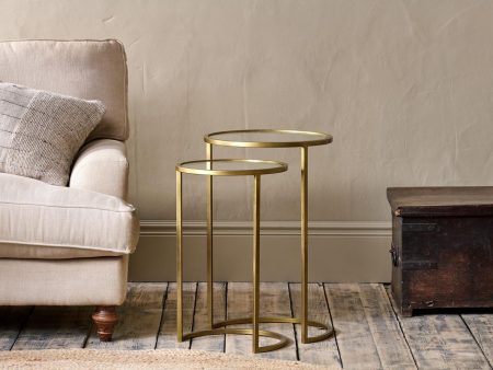 Nkuku Nakuru Iron & Glass Side Table Set Brass Online Hot Sale