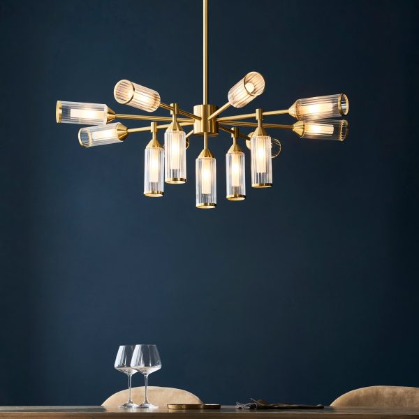 Amos Duchy 13 Light Chandelier Satin Brass on Sale