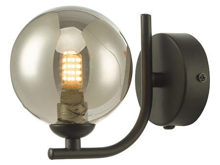 Dar Cradle Wall Light Matt Black Smoked Glass Online Sale