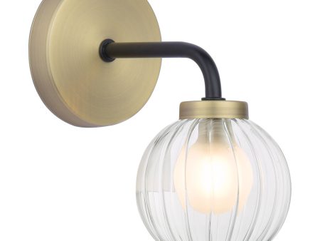 Dar Gibbs Wall Light Antique Brass & Glass For Sale