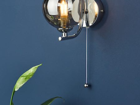 Dar Cradle Wall Light Polished Chrome Smoked Glass Sale