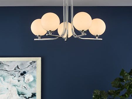 Dar Cradle 5 Light Semi Flush Polished Chrome Opal Glass Online Hot Sale