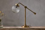 Nkuku Sengol Recycled Glass Desk Lamp Antique Brass For Sale