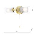 Dar Elba Bathroom 2 Light Wall Light Polished Gold Glass IP44 Supply