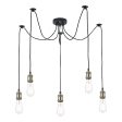 Dar Waco 5 Light Spider Pendant Black & Antique Brass For Sale