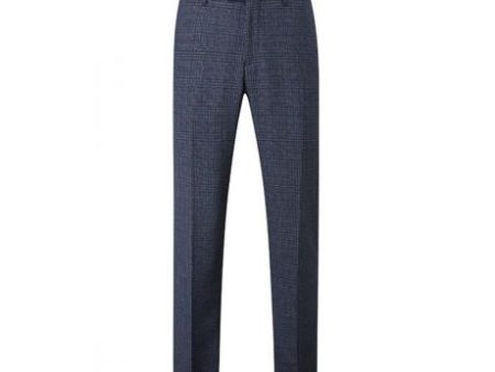 Woolf Navy Check Suit Trousers Discount